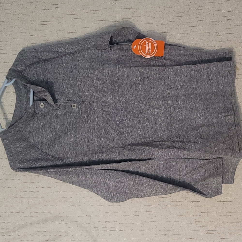 WONDER NATION BOYS LONG SLEEVE HENLEY TEE: GRAY: NWT SZ M (8)